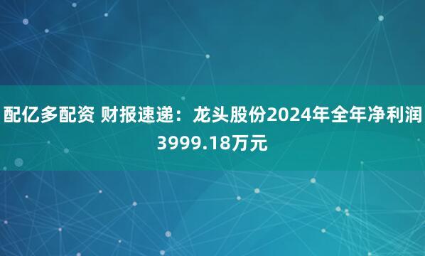 配亿多配资 财报速递：龙头股份2024年全年净利润3999.18万元