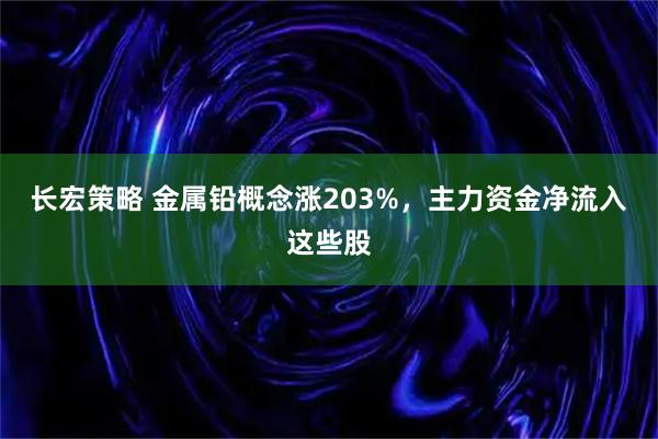 长宏策略 金属铅概念涨203%，主力资金净流入这些股